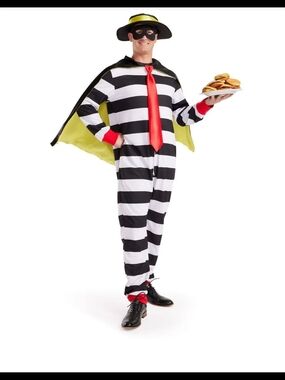 NWT Tipsy Elves Striped Burglar Costume Hamburglar Halloween XL